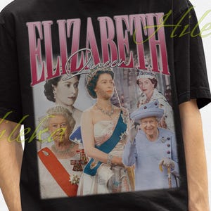 Queen Elizabeth II Retro Graphic Tee, Elizabeth II Post Card Gift
