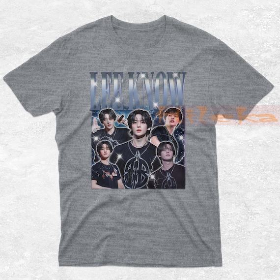 Stray Kids フォトTシャツ グレー XL Lee Know Stray Kids Retro Shirt, Lee Know Stray Kids Shirt, Stray