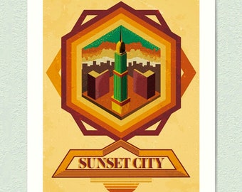 Sunset city print