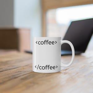 HTMLコーヒータグ付きセラミックマグカップ – プログラマーへのギフト (11オンス) 画像 4