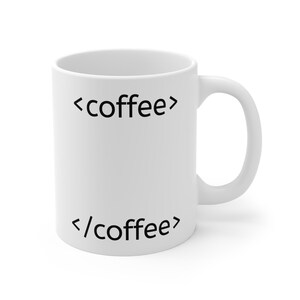 HTMLコーヒータグ付きセラミックマグカップ – プログラマーへのギフト (11オンス) 画像 2
