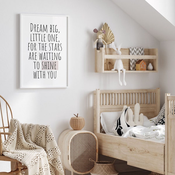 Kinderzimmer Print. Inspirierender Druck. Kinderzimmer Dekor Wall Art druckbare. Schwarz-weiße Wandkunst. Dream Big Poster