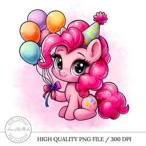 Little Pony PNG - Cute Set Of Popular Ponies PNG - Transparent Cutting File - Printable File - Watercolor Style Clipart - Birthday Gift