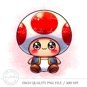 Cute Super Mario Toad Clipart - Super Mario Prints - Baby Shower Gift - Gaming Room Decor - Mario and Luigi - Super Mario Cute Sticker