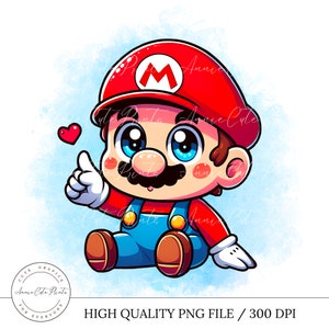 Süße Super Mario Clipart – Super Mario Drucke – Babyparty-Geschenk – Spielzimmer-Dekoration – Mario und Luigi – Super Mario süßer Aufkleber