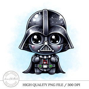 Cute Darth Vader Clipart - Transparent Cutting File, Printable File - Watercolor Digital Style Clipart - Ready to Print - Star Wars Cut File