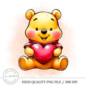 Winnie The Pooh PNG Clipart - Fond transparent - Téléchargement instantané numérique - Utilisation commerciale - Aquarelle Style Clipart - Ourson