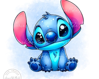 Cute Stitch PNG Clipart - Transparent Background - Digital Instant Download - Commercial Use - Watercolor Style Clipart - Lovely Stitch