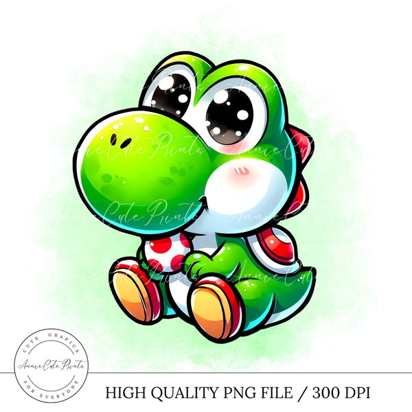 Cute Yoshi From Super Mario Clipart - Super Mario Prints - Baby Shower Gift - Gaming Room Decor - Mario and Luigi - Super Mario Cute Sticker