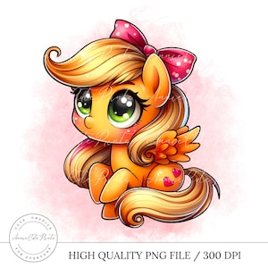 Little Pony PNG - Cute Set Of Popular Ponies PNG - Instant Download - Transparent Cutting File - Printable File - Watercolor Style Clipart