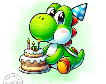 Cute Yoshi From Super Mario Clipart, Super Mario Prints, Baby Shower Gift, Birthday Day, Mario and Luigi, Super Mario Love Day Sticker