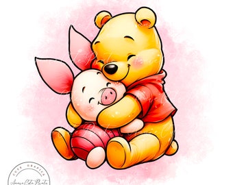 Winnie The Pooh Piglet PNG Clipart - Transparent Background - Digital Instant Download, Commercial Use - Watercolor Style Clipart, Pooh Bear