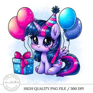 Little Pony PNG - Cute Set Of Popular Ponies PNG - Transparent Cutting File - Printable File - Watercolor Style Clipart - Birthday Gift