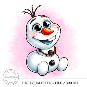 Schattige Olaf van PNG Clipart - transparante achtergrond - digitale Instant Download - commercieel gebruik - aquarel mooie stijl bevroren clipart