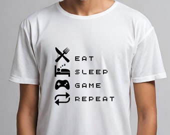 LevelUp Eat Sleep Game Repeat Kids TShirt. The Perfect Gift For the Gamer In Your Life