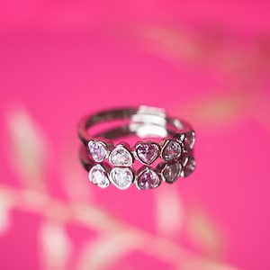 Sterling silver baby ring, heart cubic zirconia ring, hearts jewelry for kids, silver hearts ring, gift for daughter, baby girl gift