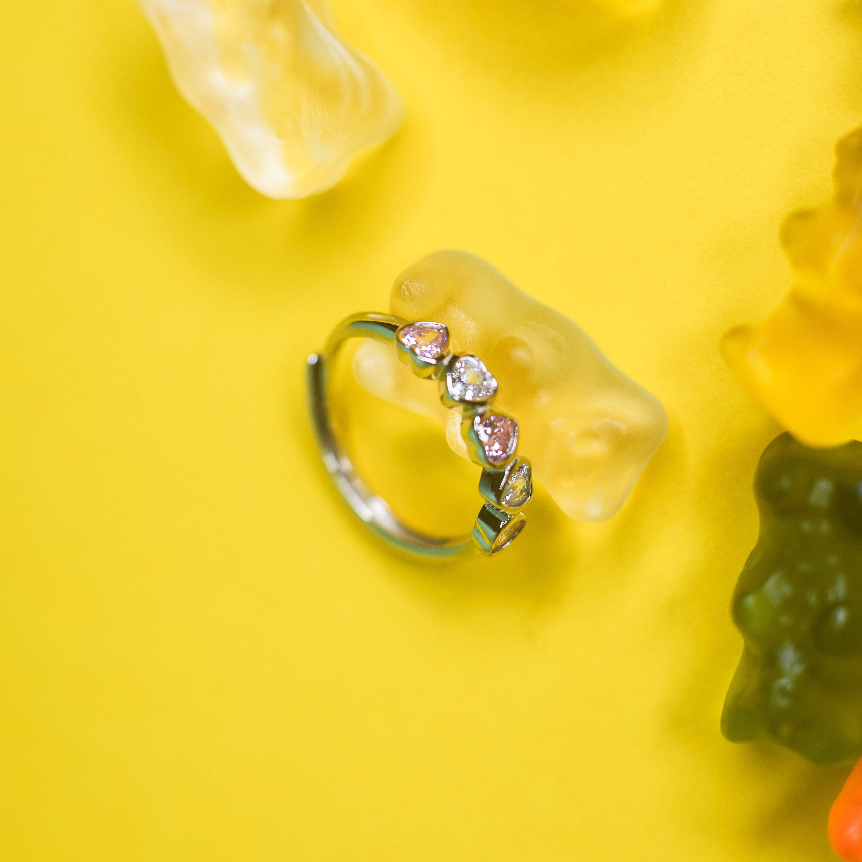 Anello a forma di cuore in argento sterling per bambine con zirconi cubici rosa e trasparenti, anello per il mignolo, gioielli per donne e adolescenti, bambini piccoli, neonati e bambini