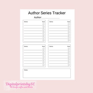 Autoren-Serien-Tracker, druckbares Leselogbuch (digitaler Download)