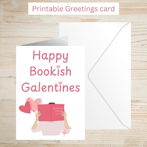 Afdrukbare leesgrage galentinekaart, beste vriend valentijnskaart voor boekenliefhebbers, bestie galentines digitale download, cadeau romantieklezer.