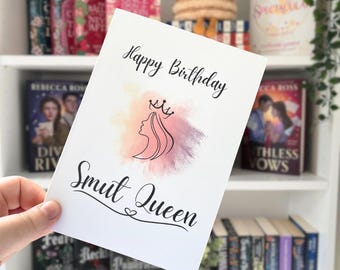 Smut Queen Birthday Card, Bookish Romance Reader Gift, 5x7 spicy book club