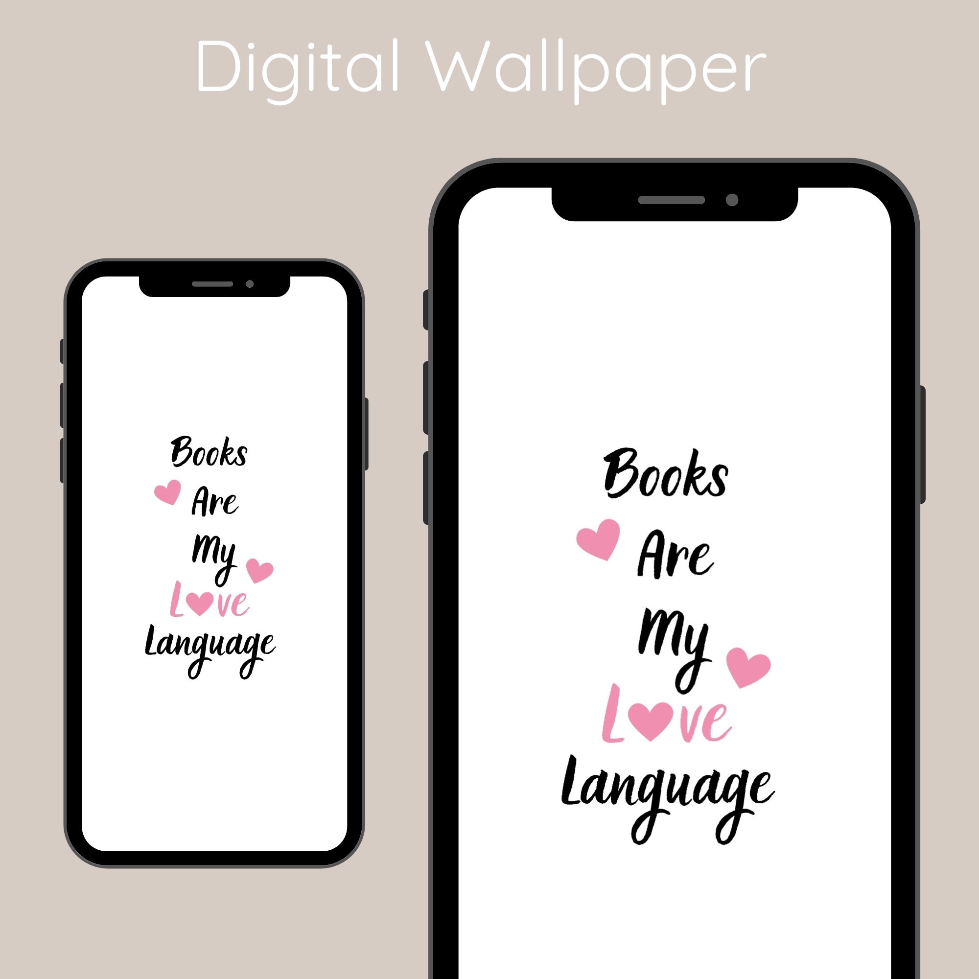 Book Lover Phone Wallpaper: Pink Girly Digital Download - Etsy, image size:2000x2000