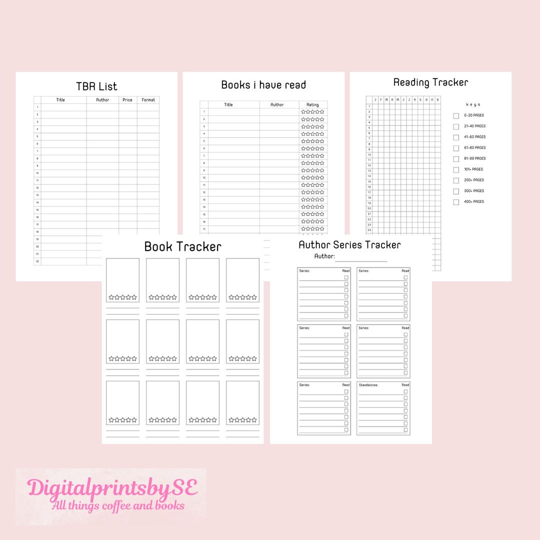 Printable Reading Tracker Bundle: Book Journal Templates (digital ...