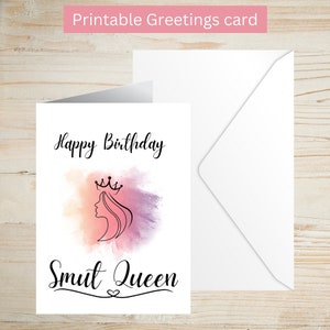 Tarjeta de cumpleaños de la reina obscena para imprimir, tarjeta de felicitación obscena, tarjeta de cumpleaños imprimible con temática de libros, tarjeta de 5 x 7 con descarga digital
