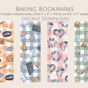 Lesezeichen Backen | Druckbares Kochbuch Backen Kochen Bundle Niedlich Aquarell Küche Dekor Rezept Karten Marker Buch Accessoire Mahlzeit Planer