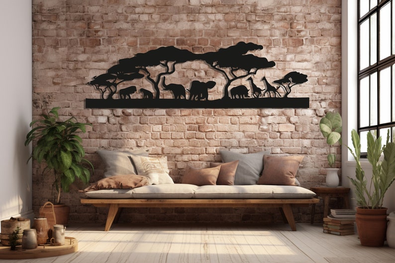 African Metal Wall Art, African Zoo Decor, Animals Wall Art, African