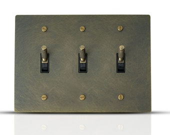 Antique Brass Light Switch - Wall Plate, Dimmer, Outlet. Decorative Switch Covers