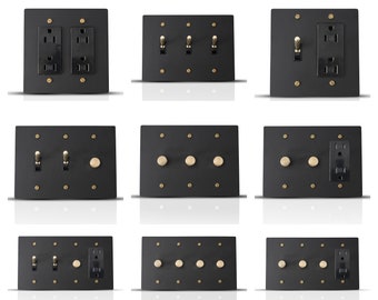 Toggle Light Switch, Dimmer & Outlet - Black Brass Cover Wall Plate - Elegant Home Decor, Electrical Socket Covers, Unique Switch Plates