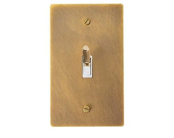 Light Switch Knurled Toggle Aged Brass Outlet Cover Wall Plate - Elegant Home Decor, Electrical Socket Covers, Unique Light Switch Plates