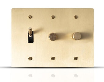 Toggle switch, Dimmer & Outlet Combo Golden Brass Wall Plates