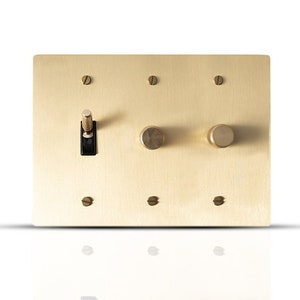 Toggle switch, Dimmer & Outlet Combo Golden Brass Wall Plates