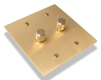 Rotary Dimmer Knurled Knob, Golden Brass Toggle Light Switch, Electrical Outlet Wall Plates, Decorative Switch Covers