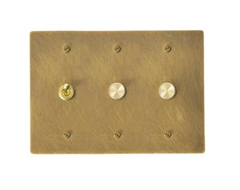 Decorative aged brass wall plates - Retro toggle light switch, dimmer & outlet