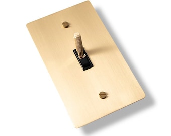 Toggle Light Switch - Golden Brass, Rotary Dimmer, Electrical Outlet Wall Plates