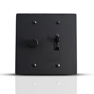 Black Brass Wall Plate with Dimmer & Toggle Light Switch