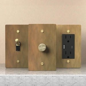 Light Switch, Dimmer, Outlet - Aged Brass Wall Plate