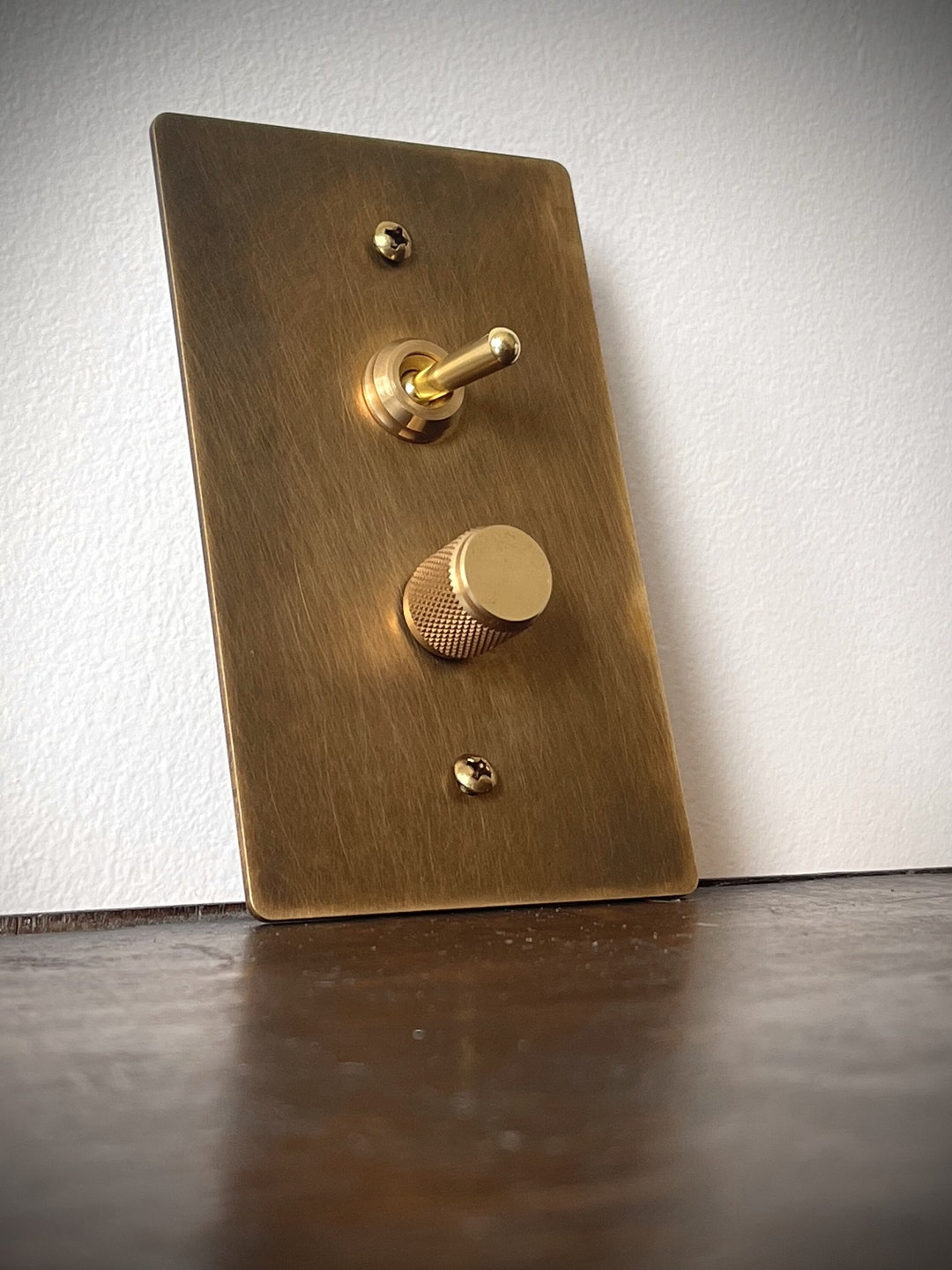 Retro Toggle & Dimmer Light Switch - Aged Brass Finish 1 Gang Plate - Etsy