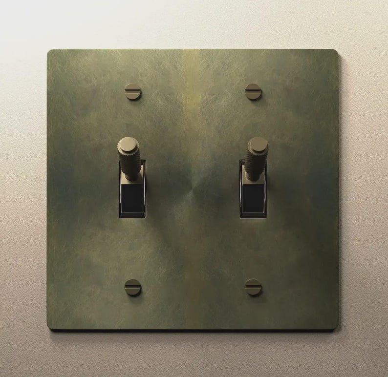 Toggle Light Switch, Dimmer & Outlet. Antique Bronze Brass Cover Wall Plate - Home Decor, Electrical Socket Covers, Unique Switch Plates image 3