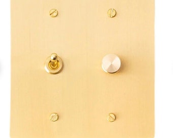 Dimmer & Toggle Switch Plate - Gold Brass