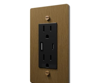 Aged Brass Decora Outlet Cover - Solid Brass Wall Plate
