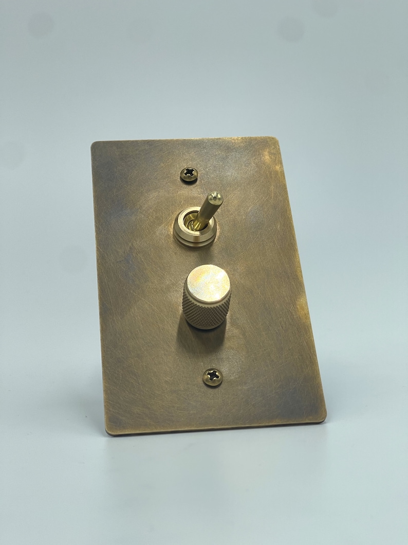 Toggle dimmer light switch vintage brass finish 1 gang plate etsy