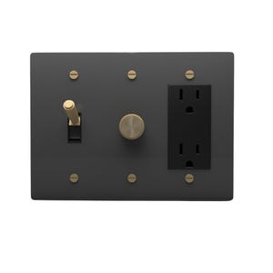 Black Switch Plate Combo, Toggle + Dimmer / Outlet / GFCI, 2–3 Gang, Solid Brass