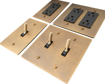 Light Switch, Dimmer, Outlet - Aged Brass Wall Plate