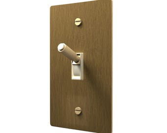 Knurled Toggle Light Switch - Hand Brushed Aged Brass, 1-5 Gang, UL listed