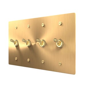 Brass Toggle Light Switch, Solid Brass Wall Plate, 1–6 Gang, Retro Style