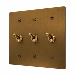 Retro toggle, dimmer, outlet switch plates - Aged brass finish for home lighting