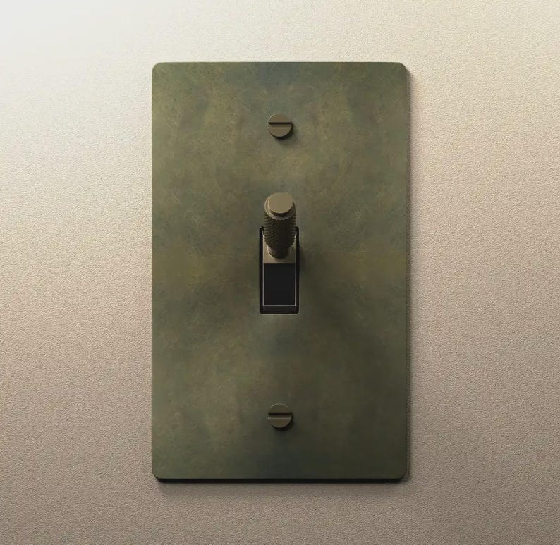 Toggle Light Switch, Dimmer & Outlet. Antique Bronze Brass Cover Wall Plate - Home Decor, Electrical Socket Covers, Unique Switch Plates image 2